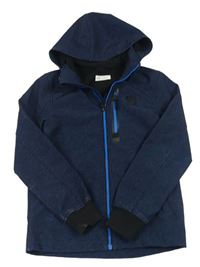 Tmavomodrá melírovaná sofhshellová bunda s kapucí zn. H&M