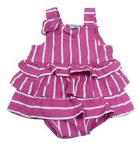 Růžovo-bílé pruhované laclové kraťasy s volánky Lilly + Sid