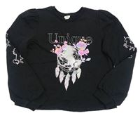 Černá crop mikina s jednorožcem River Island