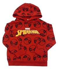Červeno-černá vzorovaná mikina se Spidermanem a kapucí Marvel