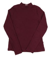 Vínové žebrované triko H&M