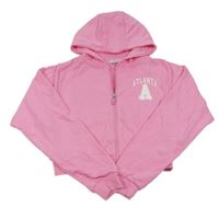 Růžová crop propínací mikina s nápisem a kapucí Primark