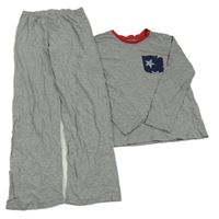 Šedé melírované pyžamo s tmavomodrou kapsou George