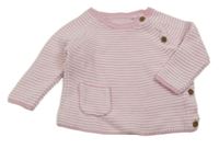 Růžovo-bílý pruhovaný svetr Miniclub