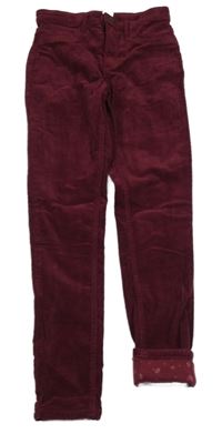 Vínové podšité skinny manšestráky H&M