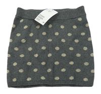 Nové - tmavošedá puntíkatá pletená sukně H&M
