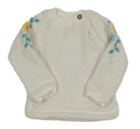 Bílá plyšová kombinéza s výšivkou květů M&Co.