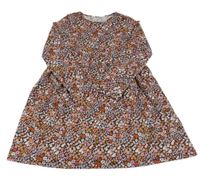 Černo-růžovo-oranžové květované bavlněné šaty H&M