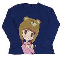 Tmavomodrá tunika s dívkou 