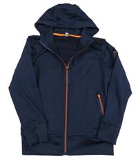 Tmavomodrá melírovaná sportovní propínací mikina s kapucí Yigga