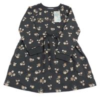 Nové - tmavošedé květované teplákové šaty Primark