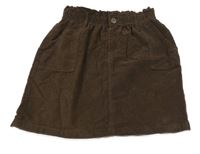 Hnědá manšestrová sukně s kapsami 