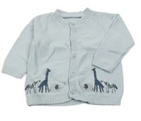 Světlemodrý propínací lehký svetr s výšivkami Mothercare