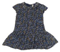 Tmavomodré květované šifonové šaty St. Bernard