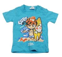 Modré tričko s potiskem 