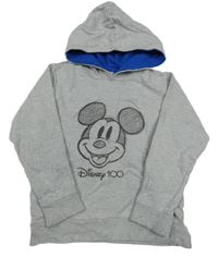 Šedá melírovaná mikina s Mickeym a kapucí 