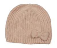 Světlerůžová třpytivá pletená čepice s mašlí H&M