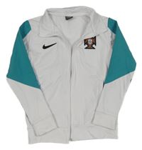 Bílo-zelená sportovní propínací mikina s logem Nike