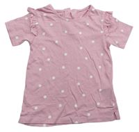 Růžové puntíkaté tričko s volánky M&S