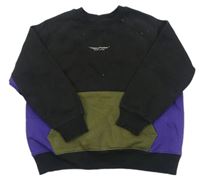 Černo-fialovo-khaki mikina s nápisem Zara