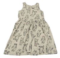 Béžové melírované bavlněné šaty s medvědy zn. H&M
