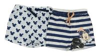 2set - 2x Bílo-tmavomodré pruhované plážové kraťasy s Mickeym Primark