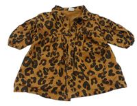 Hnědé plátěné propínací košilové šaty s leopardím vzorem Next