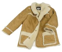Béžový semišový zateplený zimní kabát Pepe Jeans