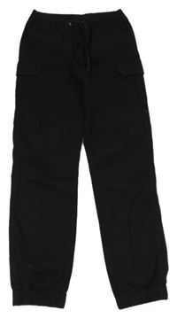 Černé cuff plátěné kalhoty s úpletovým pasem Pepperts