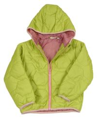 Světlezelená prošívaná šusťáková zateplená bunda s kapucí Kids