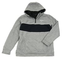 Černo-bílá kostkovaná zateplená mikina s nápisem a kapucí George