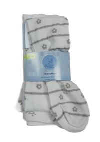 Nové - Bílo-šedé pruhované květované punčocháče 