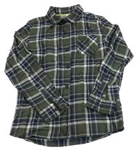 Khaki-tmavomodro-bílá kostkovaná košile M&Co.