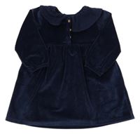 Tmavomodré žebrované plyšové šaty s límečkem George