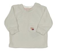 Bílé žebrované sametové triko se srdíčky Ergee