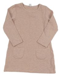 Růžovo-šedé melírované teplákové šaty Topolino