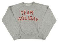 Světlešedá melírovaná crop mikina s nápisem H&M