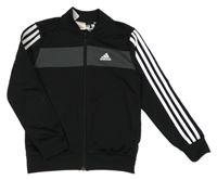 Černo-šedá propínací sportovní mikina s logem Adidas