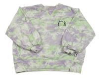 Bílo-lila-světlezelená batikovaná mikina s nápisem George