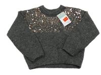 Nové - Tmavošedý vlněný svetr s flitry Primark