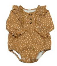 Medové květované žebrované body s volánky 