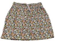 Černo-barevná květovaná tepláková sukně H&M