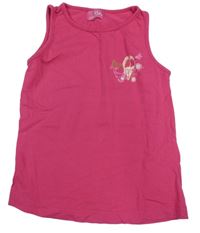 Fuchsiový top s ptáčky 