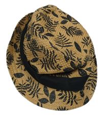 Béžovo-černý klobouk s listy F&F