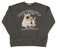 Antracitová mikina se zvířátky a nápisy C&A