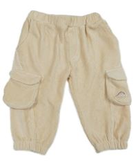 Smetanové žebrované sametové cargo cuff kalhoty Dunnes Stores