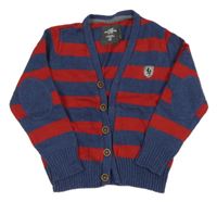 Červeno-tmavomodrý pruhovaný propínací svetr H&M