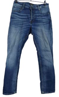 Pánské tmavomodré šisované slim rifle Jack&Jones vel. 33/32