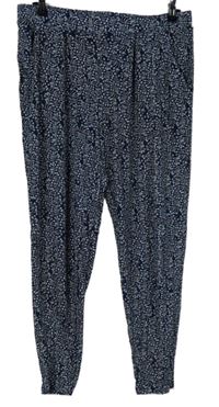 Dámské tmavomodré kytičkované harémové kalhoty TU 