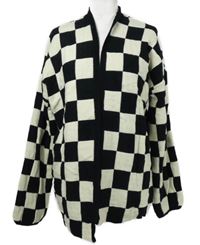 Dámský černo-smetanový kostkovaný svetrový cardigán 